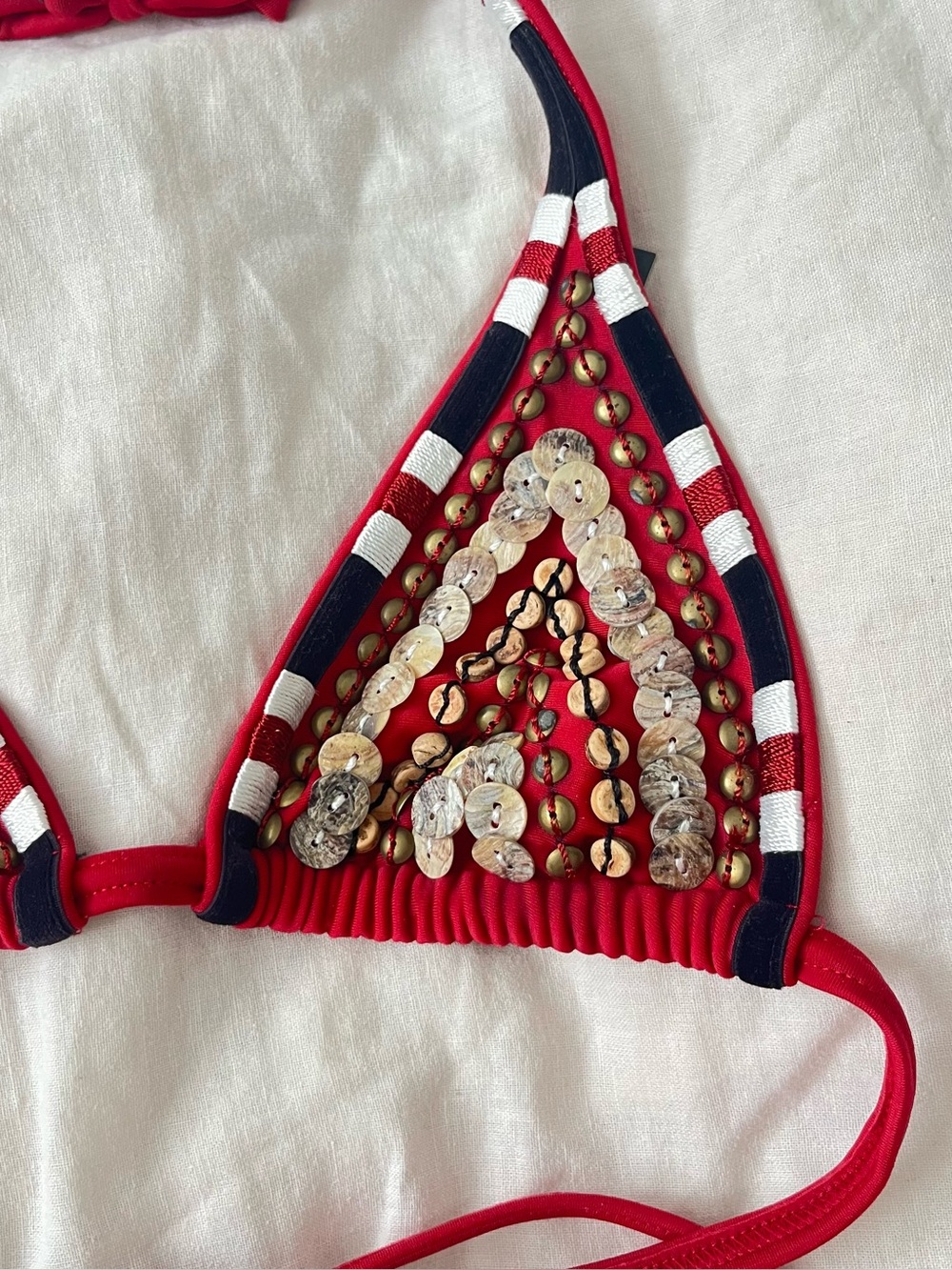 NEW Vix Paula Hermanny Red Embellished Triangle Bikini Swimsuit - Picture 4 of 9
